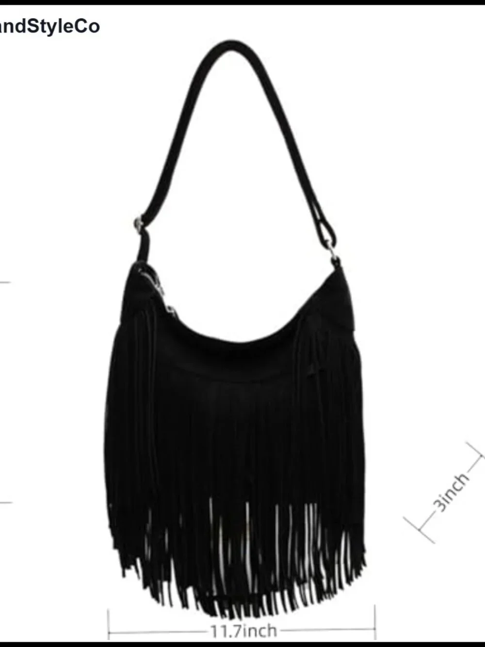 Vintage Suede Fringe Hobo Crossbody Bag with Tassels Western Cowgirl Purse